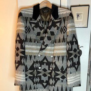 RRL Ralph Lauren Men's Long Wool Coat Unique Navajo Print